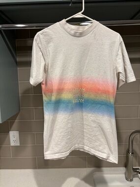 Vintage 1990 Ocean Pacific Surf White Striped Tee Size S Surfwear